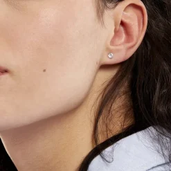 Boucles D'oreilles Puces Eddie Or Blanc Oxyde De Zirconium