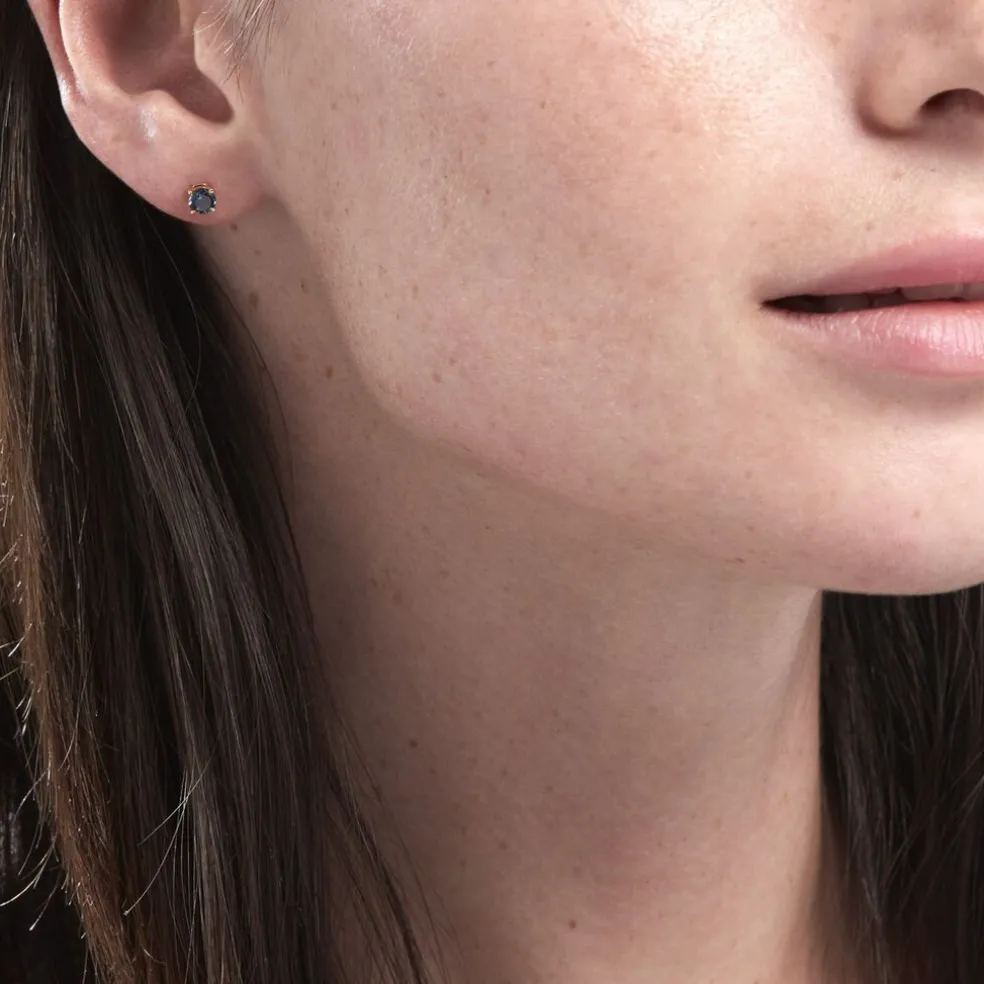 Boucles D'oreilles Puces Elea Or Jaune Topaze Bleu London