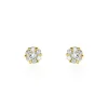 Boucles D'oreilles Puces Eleanor Fleur Or Jaune Oxyde De Zirconium
