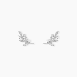 Boucles D'oreilles Puces Evonne Argent Blanc Oxyde De Zirconium