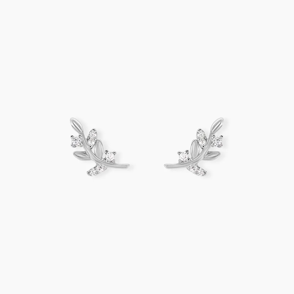 Boucles D'oreilles Puces Evonne Argent Blanc Oxyde De Zirconium