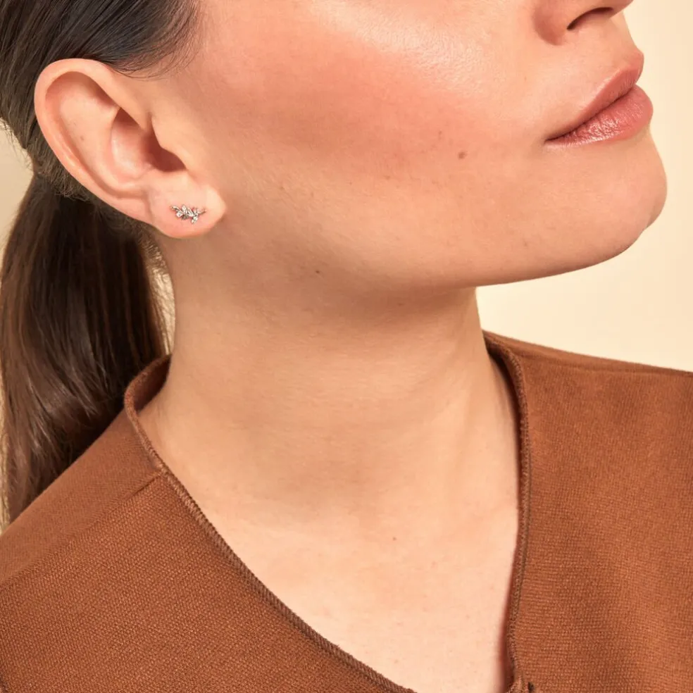 Boucles D'oreilles Puces Evonne Argent Blanc Oxyde De Zirconium