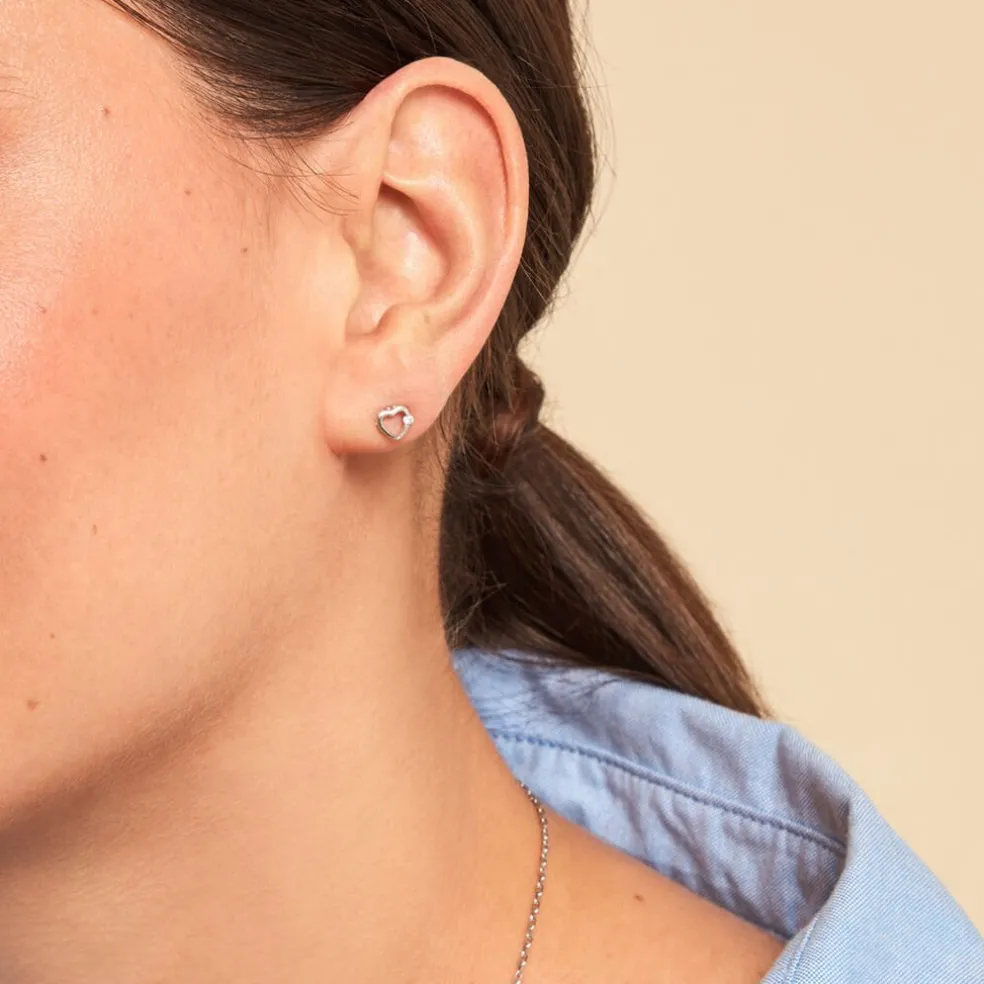 Boucles D'oreilles Puces Elyn Argent Blanc Oxyde De Zirconium