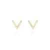 Boucles D'oreilles Puces Enimia Motif V Or Jaune Oxyde De Zirconium