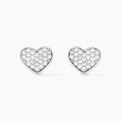 Boucles D'oreilles Puces Esperanza Argent Blanc Oxyde De Zirconium