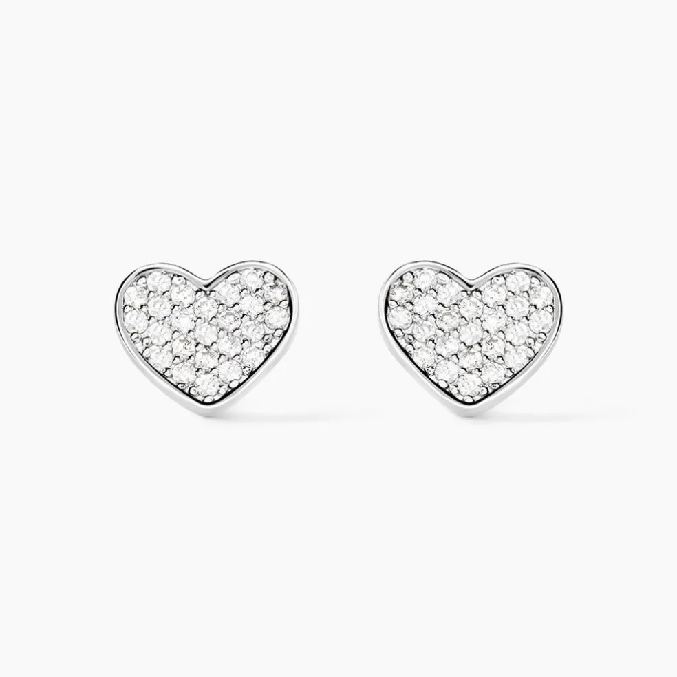 Boucles D'oreilles Puces Esperanza Argent Blanc Oxyde De Zirconium