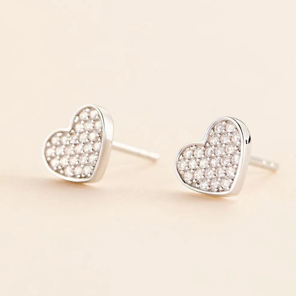 Boucles D'oreilles Puces Esperanza Argent Blanc Oxyde De Zirconium