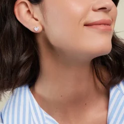 Boucles D'oreilles Puces Esperanza Argent Blanc Oxyde De Zirconium