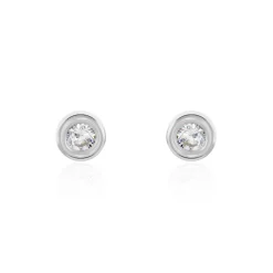 Boucles D'oreilles Puces Eden Serti Pneu Or Blanc Oxyde De Zirconium