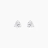 Boucles D'oreilles Puces Eleanor Fleur Or Blanc Oxyde De Zirconium