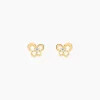 Boucles D'oreilles Puces Eleanor Fleur Or Jaune Oxyde De Zirconium