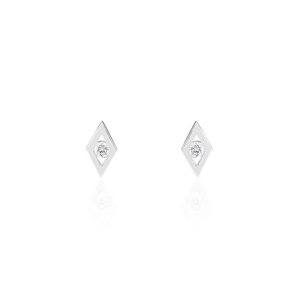 Boucles D'oreilles Puces Eirena Or Blanc Diamant