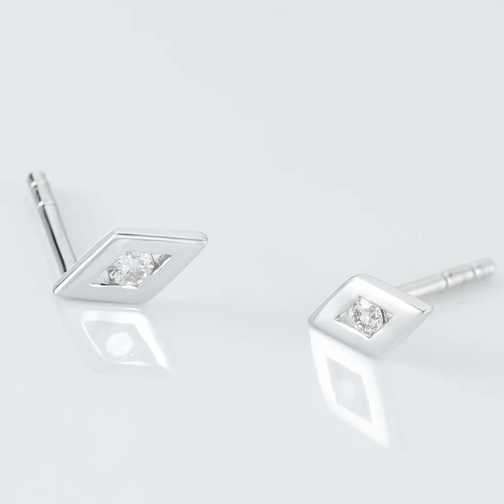 Boucles D'oreilles Puces Eirena Or Blanc Diamant