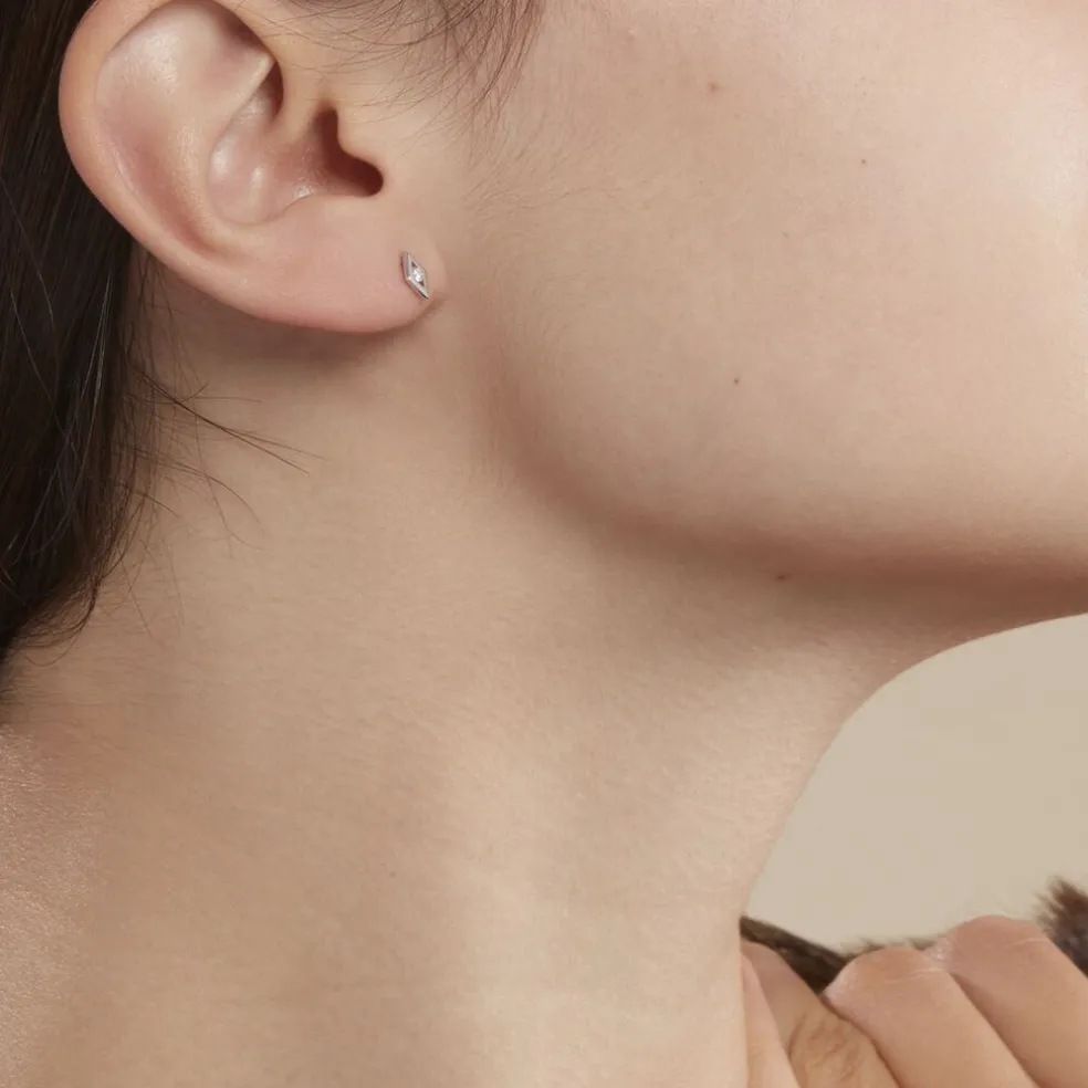 Boucles D'oreilles Puces Eirena Or Blanc Diamant