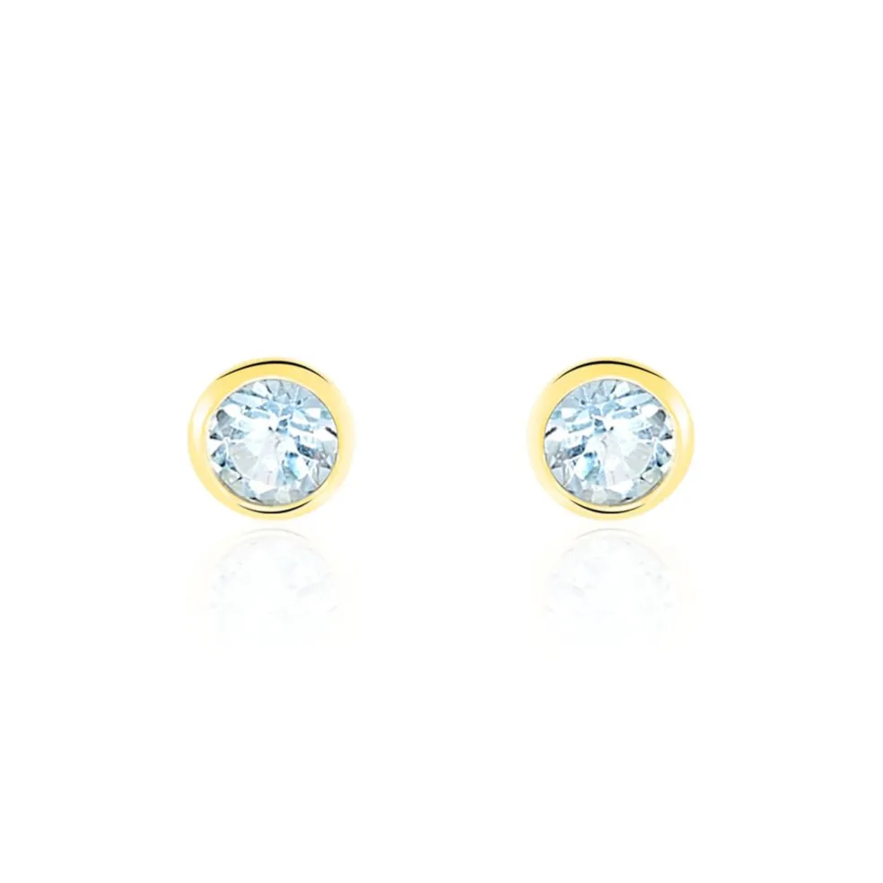 Boucles D'oreilles Puces Edy Serti Clos Or Jaune Topaze