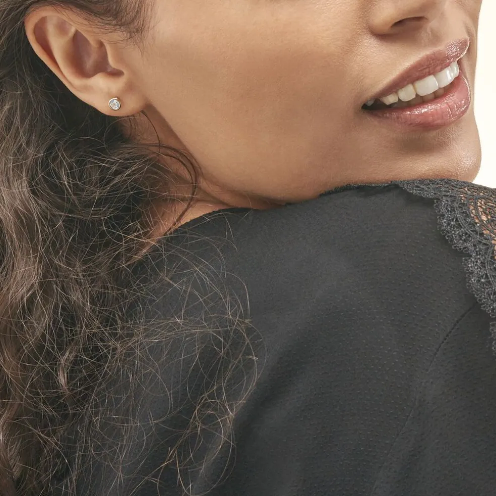 Boucles D'oreilles Puces Edy Serti Clos Or Jaune Topaze