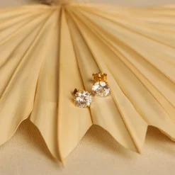 Boucles D'oreilles Puces Eddie Or Jaune Oxyde De Zirconium