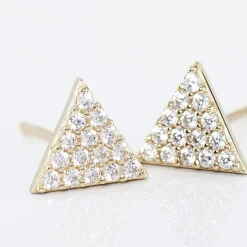 Boucles D'oreilles Puces Eloane Triangle Or Jaune Oxyde De Zirconium