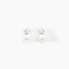 Boucles D'oreilles Puces Eolande Or Blanc Perle De Culture Et Oxyde