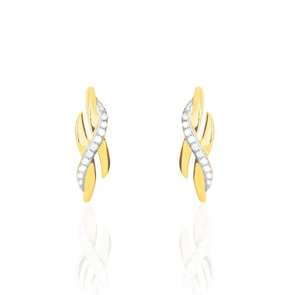 Boucles D'oreilles Puces Ester Or Jaune Diamant