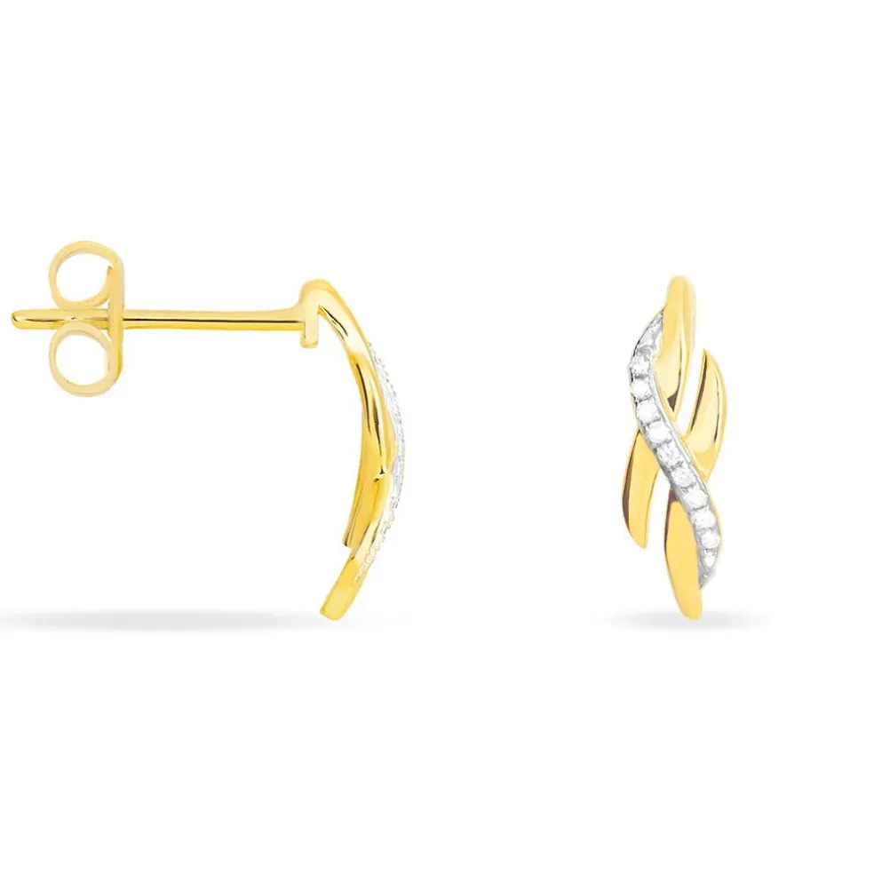 Boucles D'oreilles Puces Ester Or Jaune Diamant