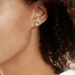 Boucles D'oreilles Puces Eden Serti Pneu Or Jaune Oxyde De Zirconium