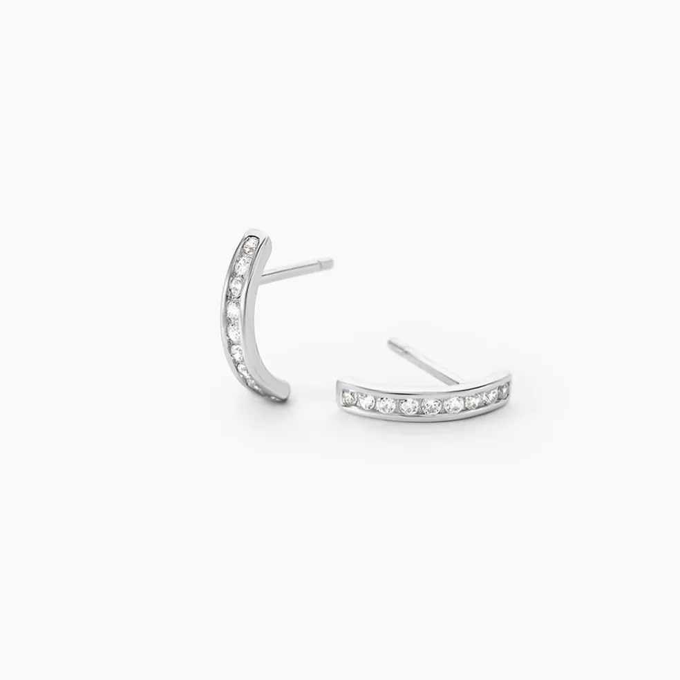 Boucles D'oreilles Puces Elenore Argent Blanc Oxyde De Zirconium