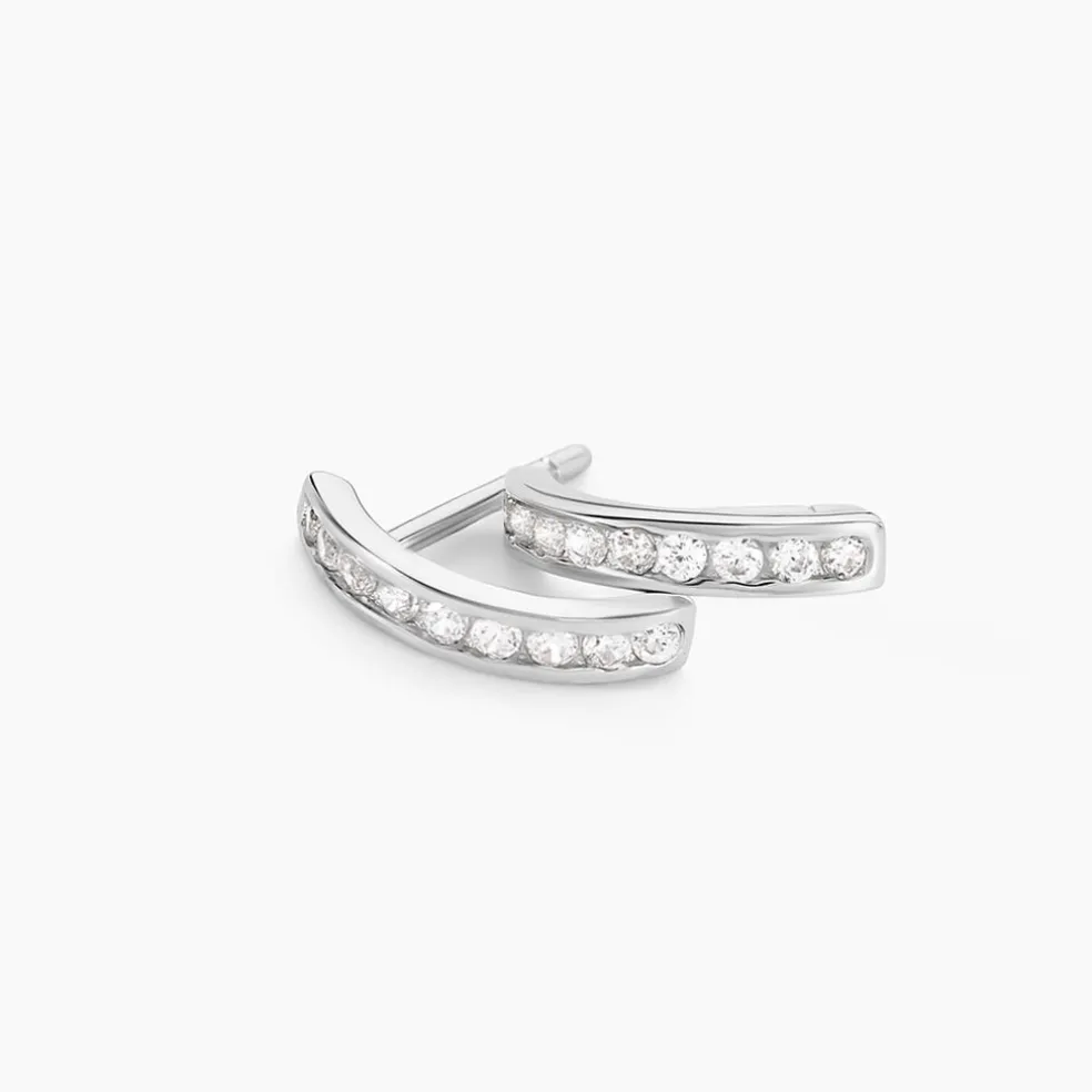 Boucles D'oreilles Puces Elenore Argent Blanc Oxyde De Zirconium