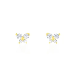 Boucles D'oreilles Puces Eleanor Fleur Or Jaune Oxyde De Zirconium