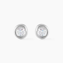 Boucles D'oreilles Puces Eden Serti Pneu Or Blanc Oxyde De Zirconium