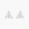 Boucles D'oreilles Puces Eleanor Fleur Or Blanc Oxyde De Zirconium
