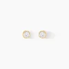 Boucles D'oreilles Puces Elda Serti Clos Or Jaune Oxyde De Zirconium