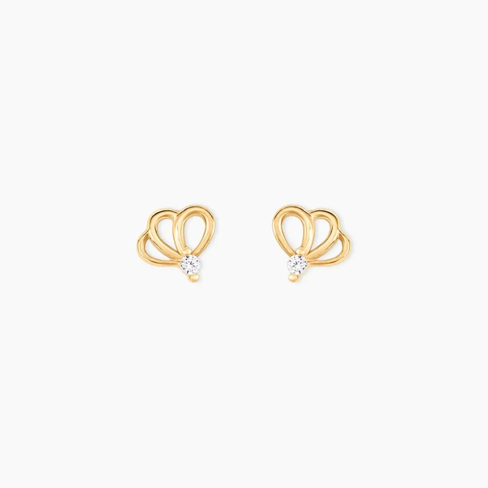 Boucles D'oreilles Puces Eleanor Fleur Or Jaune Oxyde De Zirconium