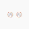 Boucles D'oreilles Puces Elda Serti Clos Or Rose Oxyde De Zirconium