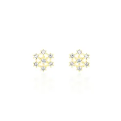 Boucles D'oreilles Puces Eileen Flocon Or Jaune Oxyde De Zirconium