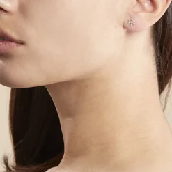 Boucles D'oreilles Puces Eileen Flocon Or Jaune Oxyde De Zirconium