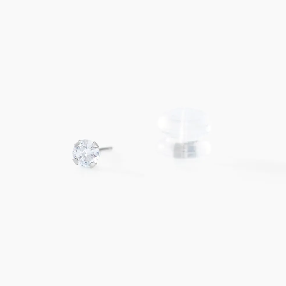 Boucles D'oreilles Puces Eddie Or Blanc Oxyde De Zirconium