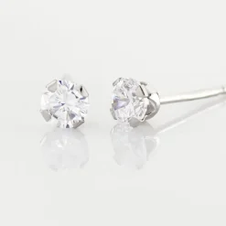 Boucles D'oreilles Puces Eddie Or Blanc Oxyde De Zirconium