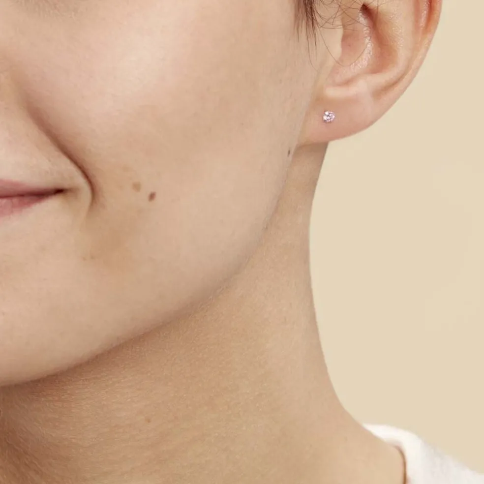 Boucles D'oreilles Puces Eddie Or Blanc Oxyde De Zirconium