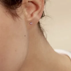 Boucles D'oreilles Puces Eddie Or Blanc Oxyde De Zirconium