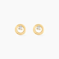 Boucles D'oreilles Puces Edmee Cercle Or Jaune Oxyde De Zirconium