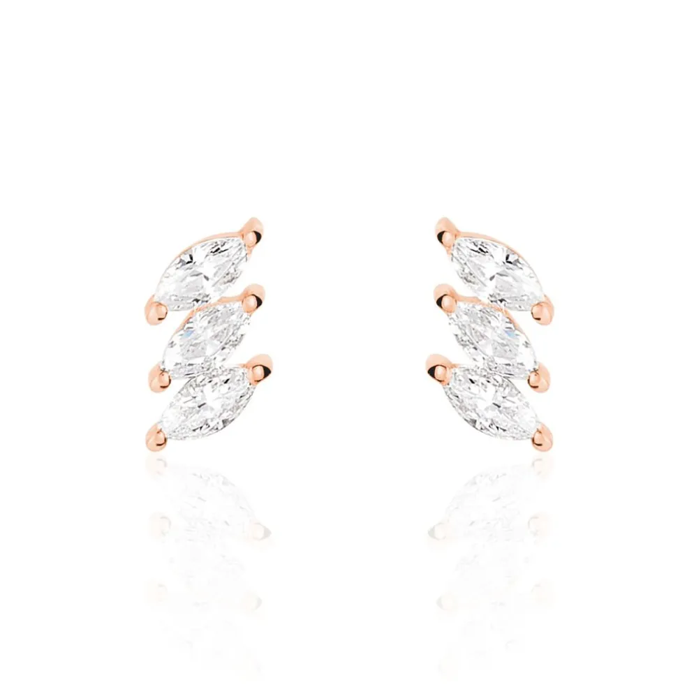 Boucles D'oreilles Puces Edma Or Rose Oxyde De Zirconium