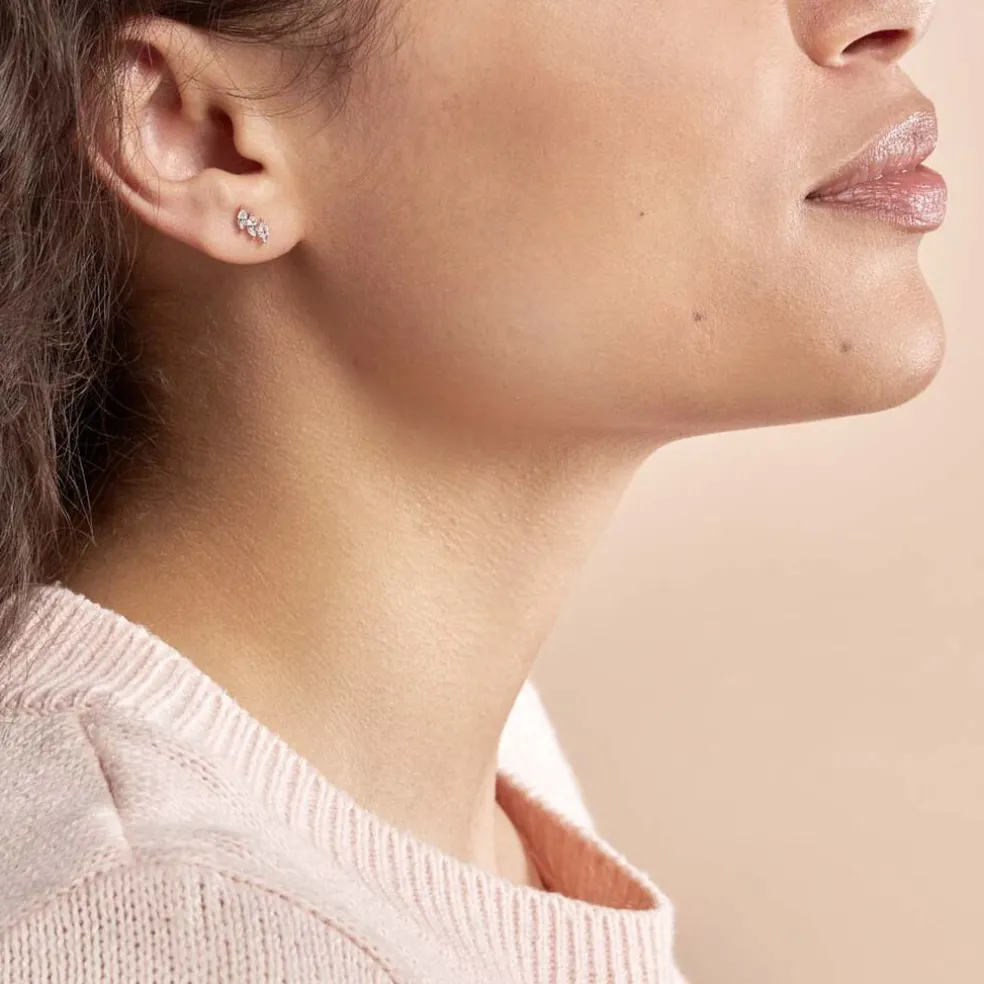 Boucles D'oreilles Puces Edma Or Rose Oxyde De Zirconium