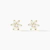 Boucles D'oreilles Puces Eleanor Fleur Or Jaune Oxyde De Zirconium