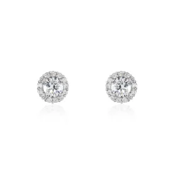 Boucles D'oreilles Puces Eternite Argent Blanc Oxyde De Zirconium
