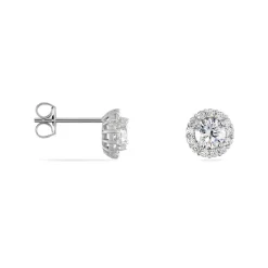 Boucles D'oreilles Puces Eternite Argent Blanc Oxyde De Zirconium