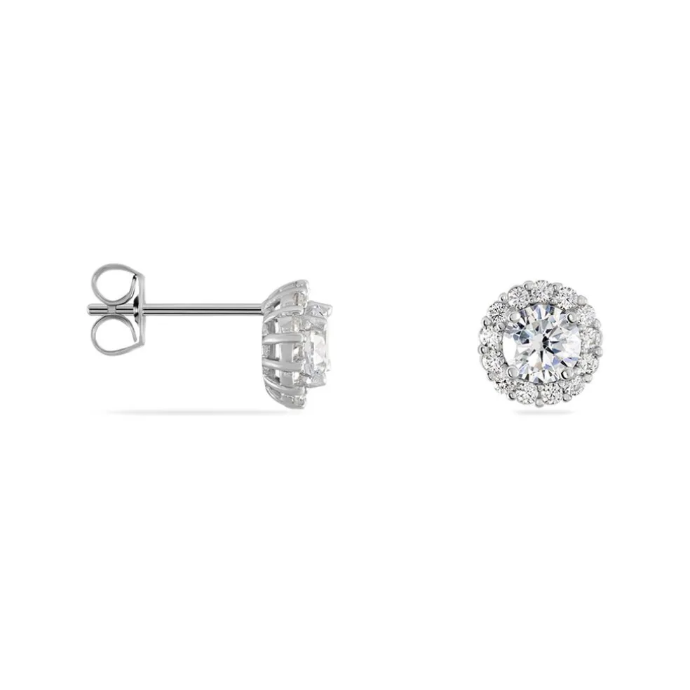 Boucles D'oreilles Puces Eternite Argent Blanc Oxyde De Zirconium