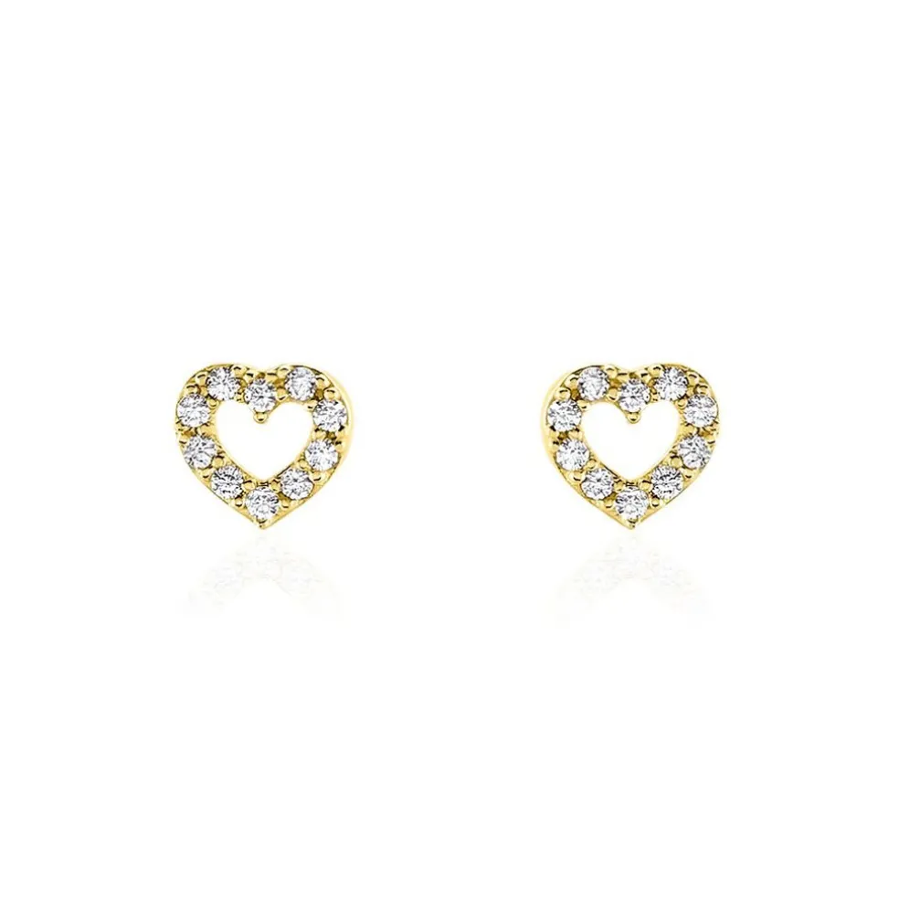 Boucles D'oreilles Puces Eily Or Jaune Oxyde De Zirconium