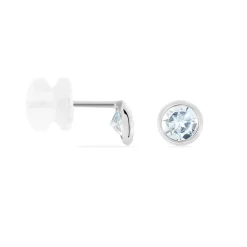 Boucles D'oreilles Puces Edy Serti Clos Or Blanc Topaze