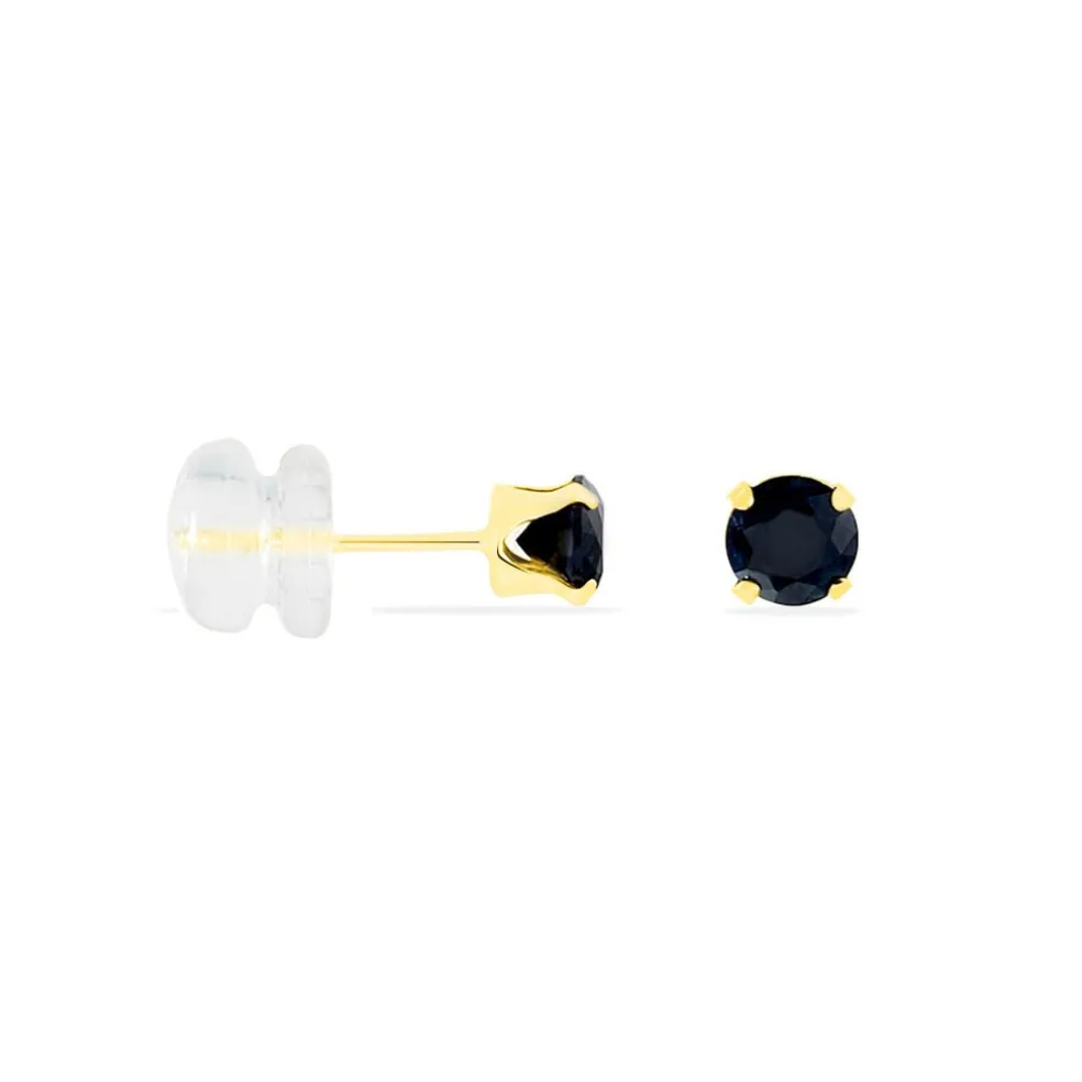 Boucles D'oreilles Puces Elea Serti Griffe Or Jaune Saphir